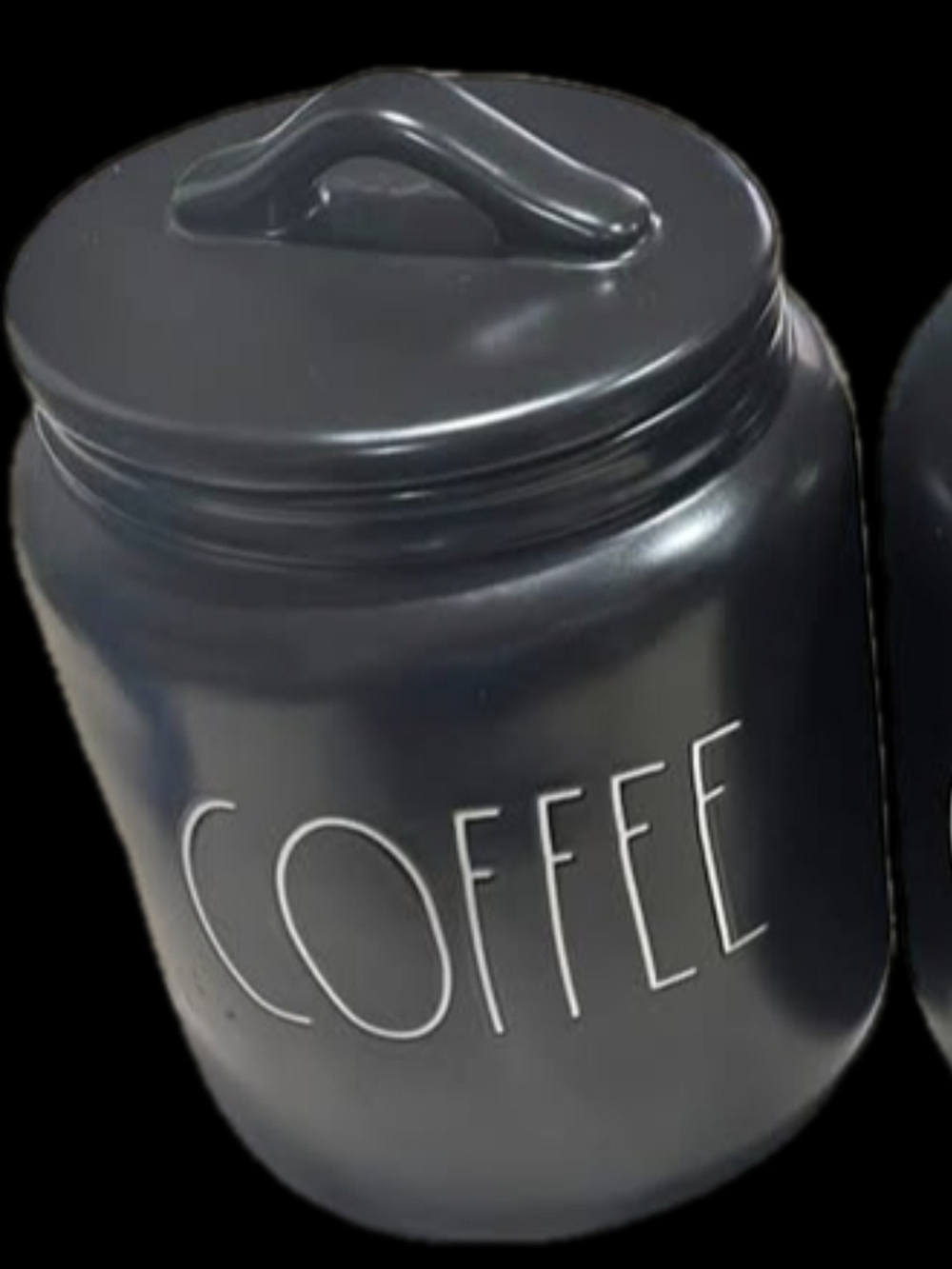Rae Dunn Matte Black Coffee Canister with Lid - Home Kitchen Storage